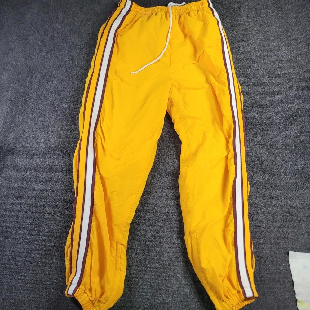 Pep Threads Yellow Track Pants White Maroon Side Stripe Athletic Joggers L